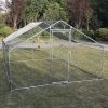 Large Metal Chicken Coop Walk-in Poultry Cage Hen Run House Rabbits Habitat Cage Spire Shaped Coop with Waterproof and Anti-Ultraviolet Cover (10\' L