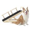 Tall Adjustable Pet Ramp;  Folding Portable Wooden Dog Cat Ramp with Safety Side Rails;  Non-Slip Paw Traction Surface Dog Step for Car;  SUV;  Bed;