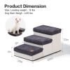 3 Tiers Foldable Dog Stairs,Pet Steps for Small to Medium Dogs,Dog Ladder Storage Stepper for Bed Sofa Couch