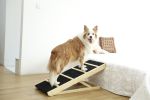 Tall Adjustable Pet Ramp;  Folding Portable Wooden Dog Cat Ramp;  Non-Slip Paw Traction Surface Dog Step for Car;  SUV;  Bed;  Couch;  Adjustable Heig