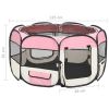 Foldable Dog Playpen with Carrying Bag Pink 49.2"x49.2"x24"