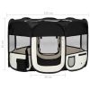 Foldable Dog Playpen with Carrying Bag Black 49.2"x49.2"x24"