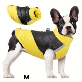 Winter New Pet Waterproof And Warm Coat, Reflective And Comfortable Dog New Arrival Warm Clothes For Pet Jacket With Harness Winter Warm Waterproof An (Option: Yellow-M)