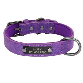 Engraved Lettering On The Neck Ring Of Dogs And Cats To Prevent Loss (Option: Purple-S)