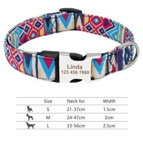 Adjustable Nylon Dog Collar Personalized Dogs Cat ID (Option: 019LBlue-S)