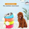 Pet Stainless Steel Bowl Hanging Cage Type Fixed Cute Dog Basin Cat Supplies Puppy Food Drinking Water Feeder Pets Accessories