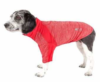 Pet Life Active 'Chewitt Wagassy' 4-Way Stretch Performance Long Sleeve Dog T-Shirt (Color: Red, size: X-Small)