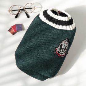 Knitted Vest V-neck Pet Clothes (Option: 278 Badge Sweater Dark Green-2XL)