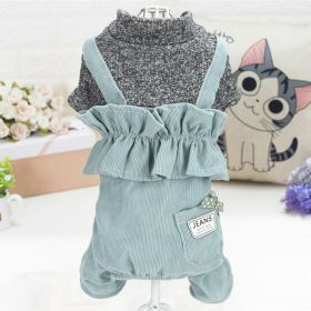 Pet Clothes Dog Four-legged Pet Clothes (Option: Lace Suspender Pants Blue-L)