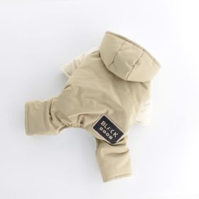 Pet Dog Clothes Shoulder Cap Four-legged Pet Clothing Hooded (Option: Khaki-L)