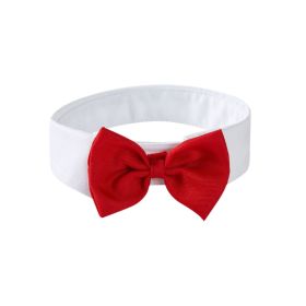 Pet Collar Knot Velcro Adjustable Bow Tie (Option: Red And White-L)