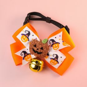 Pet Cat Dog Pumpkin Bow Tie Big Bell Decorations (Option: Orange Bell-M28to43cm)