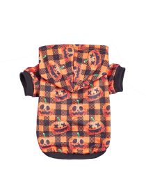 Pet Clothes Small And Medium Sized Dog Cat Pet Halloween Pumpkin Belt (Option: Plaid Pumpkin-2XL)