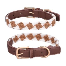 Soft Woven Prismatic Plaid Dog Collar (Option: Brown-M)